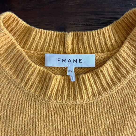 FRAME | Women's 100% Light Cashmere Sweater Goldenrod Size Medium - Picture 3 of 4